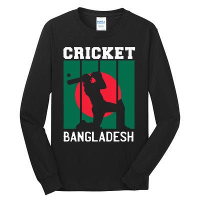 Bangladesh Flag Cricket 2024 Fans Player Coach Tall Long Sleeve T-Shirt