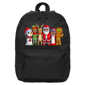 Black Family Christmas Afro African American Santa Xmas 16 in Basic Backpack