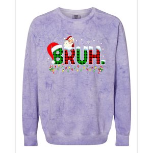 Bruh Funny Christmas Red Green Plaid Teens Xmas Pajamas Colorblast Crewneck Sweatshirt