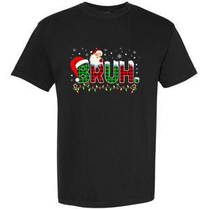 Bruh Funny Christmas Red Green Plaid Teens Xmas Pajamas Garment-Dyed Heavyweight T-Shirt