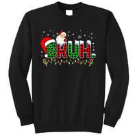 Bruh Funny Christmas Red Green Plaid Teens Xmas Pajamas Sweatshirt