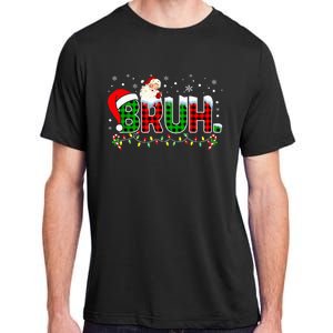 Bruh Funny Christmas Red Green Plaid Teens Xmas Pajamas Adult ChromaSoft Performance T-Shirt