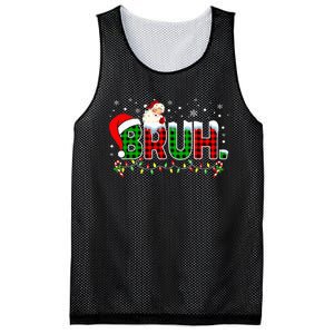 Bruh Funny Christmas Red Green Plaid Teens Xmas Pajamas Mesh Reversible Basketball Jersey Tank