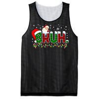 Bruh Funny Christmas Red Green Plaid Teens Xmas Pajamas Mesh Reversible Basketball Jersey Tank