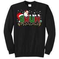 Bruh Funny Christmas Red Green Plaid Teens Xmas Pajamas Tall Sweatshirt