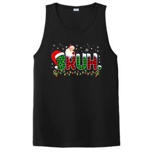 Bruh Funny Christmas Red Green Plaid Teens Xmas Pajamas PosiCharge Competitor Tank