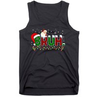 Bruh Funny Christmas Red Green Plaid Teens Xmas Pajamas Tank Top