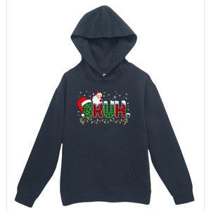 Bruh Funny Christmas Red Green Plaid Teens Xmas Pajamas Urban Pullover Hoodie