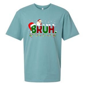 Bruh Funny Christmas Red Green Plaid Teens Xmas Pajamas Sueded Cloud Jersey T-Shirt