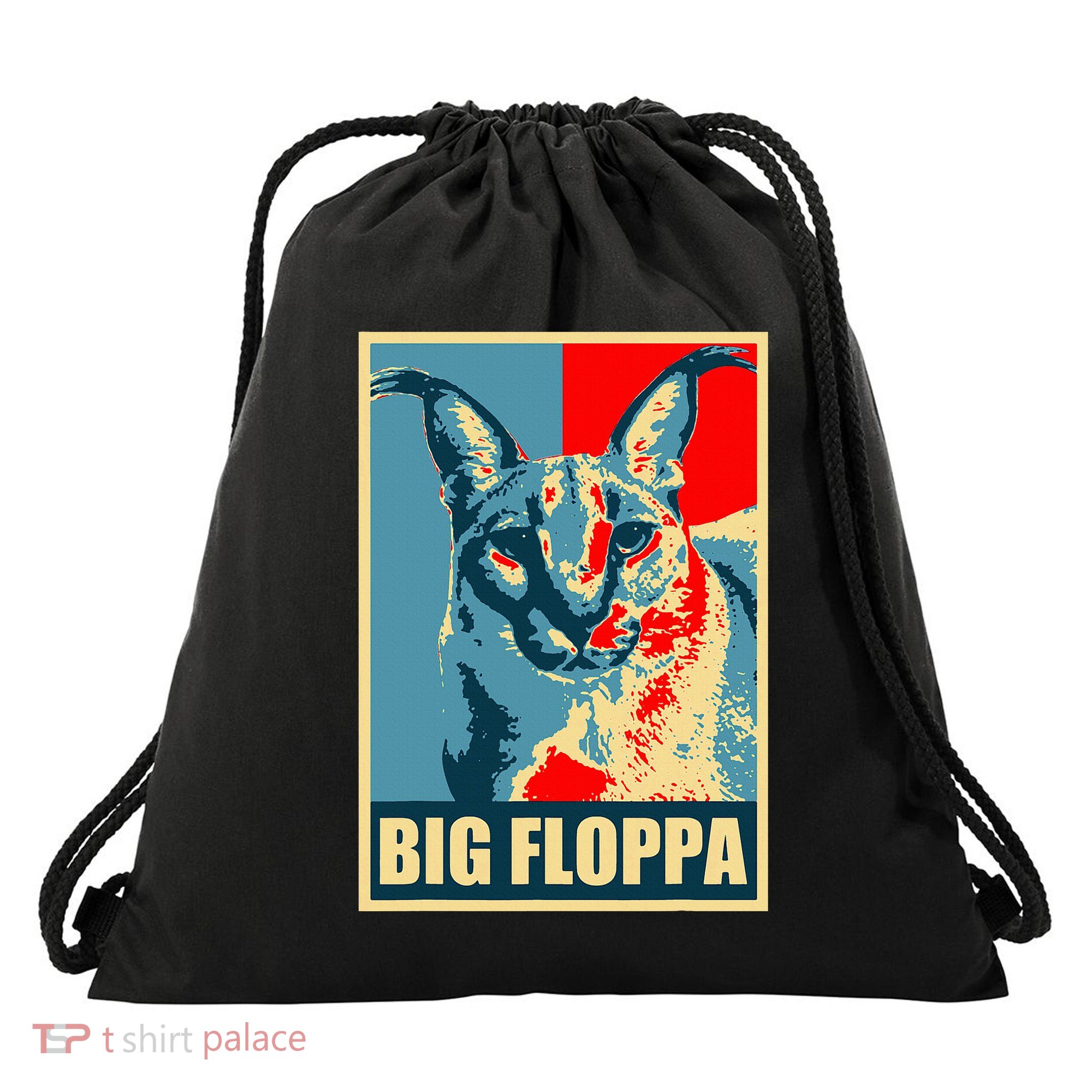 Big Floppa Caracal Cat Meme Drawstring Bag