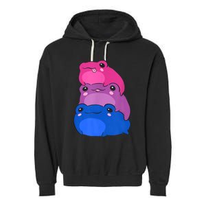 Bisexual Flag Color Frogs Subtle Bi Pride LGBTQ Aesthetic Garment-Dyed Fleece Hoodie