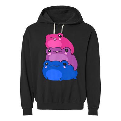 Bisexual Flag Color Frogs Subtle Bi Pride LGBTQ Aesthetic Garment-Dyed Fleece Hoodie