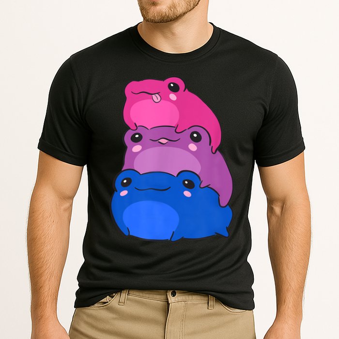 Bisexual Flag Color Frogs Subtle Bi Pride LGBTQ Aesthetic Performance Shirt