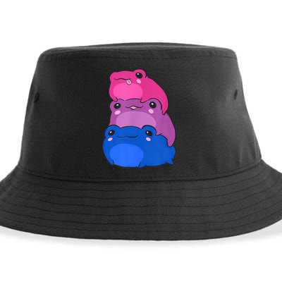 Bisexual Flag Color Frogs Subtle Bi Pride LGBTQ Aesthetic Sustainable Bucket Hat