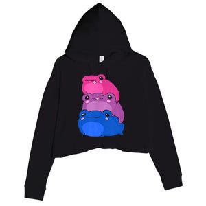 Bisexual Flag Color Frogs Subtle Bi Pride LGBTQ Aesthetic Crop Fleece Hoodie