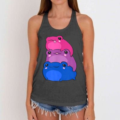 Bisexual Flag Color Frogs Subtle Bi Pride LGBTQ Aesthetic Women's Knotted Racerback Tank