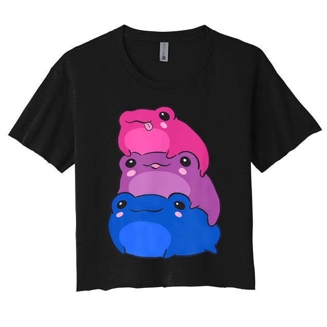 Bisexual Flag Color Frogs Subtle Bi Pride LGBTQ Aesthetic Crop Top