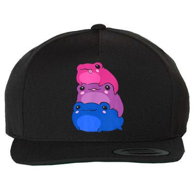 Bisexual Flag Color Frogs Subtle Bi Pride LGBTQ Aesthetic Wool Snapback Cap