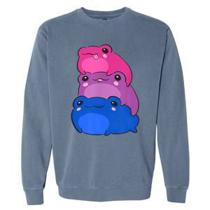 Bisexual Flag Color Frogs Subtle Bi Pride LGBTQ Aesthetic Garment-Dyed Sweatshirt