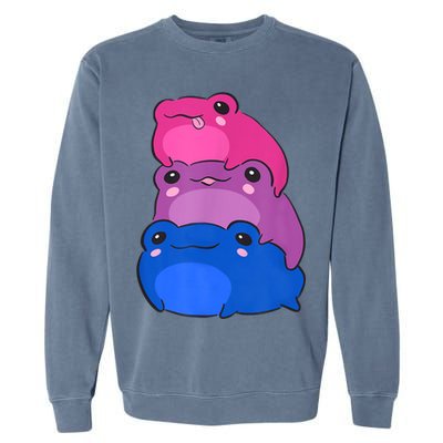Bisexual Flag Color Frogs Subtle Bi Pride LGBTQ Aesthetic Garment-Dyed Sweatshirt