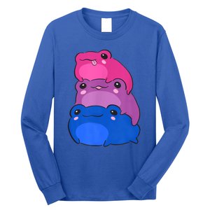 Bisexual Flag Color Frogs Subtle Bi Pride LGBTQ Aesthetic Long Sleeve Shirt