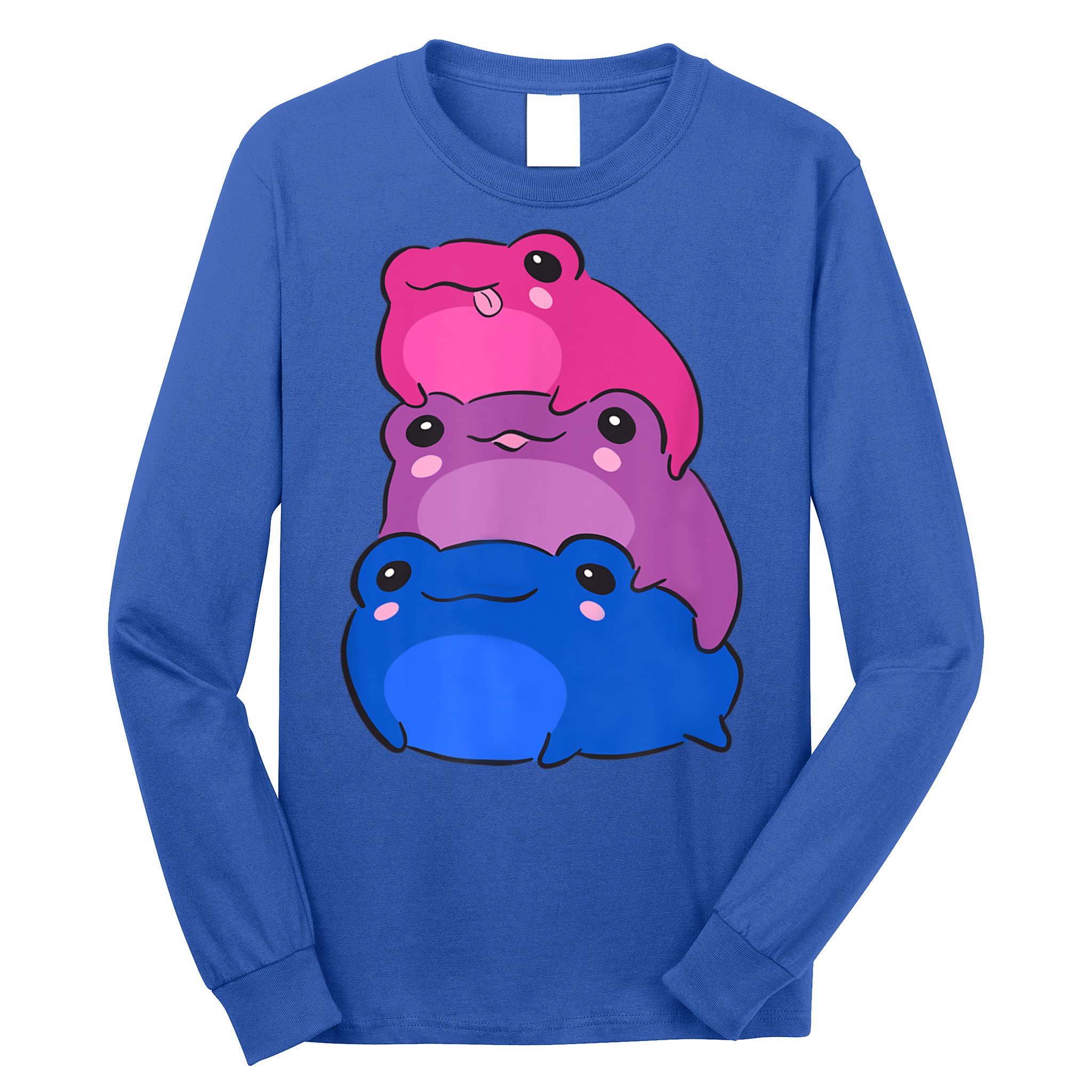 Bisexual Flag Color Frogs Subtle Bi Pride LGBTQ Aesthetic Long Sleeve Shirt