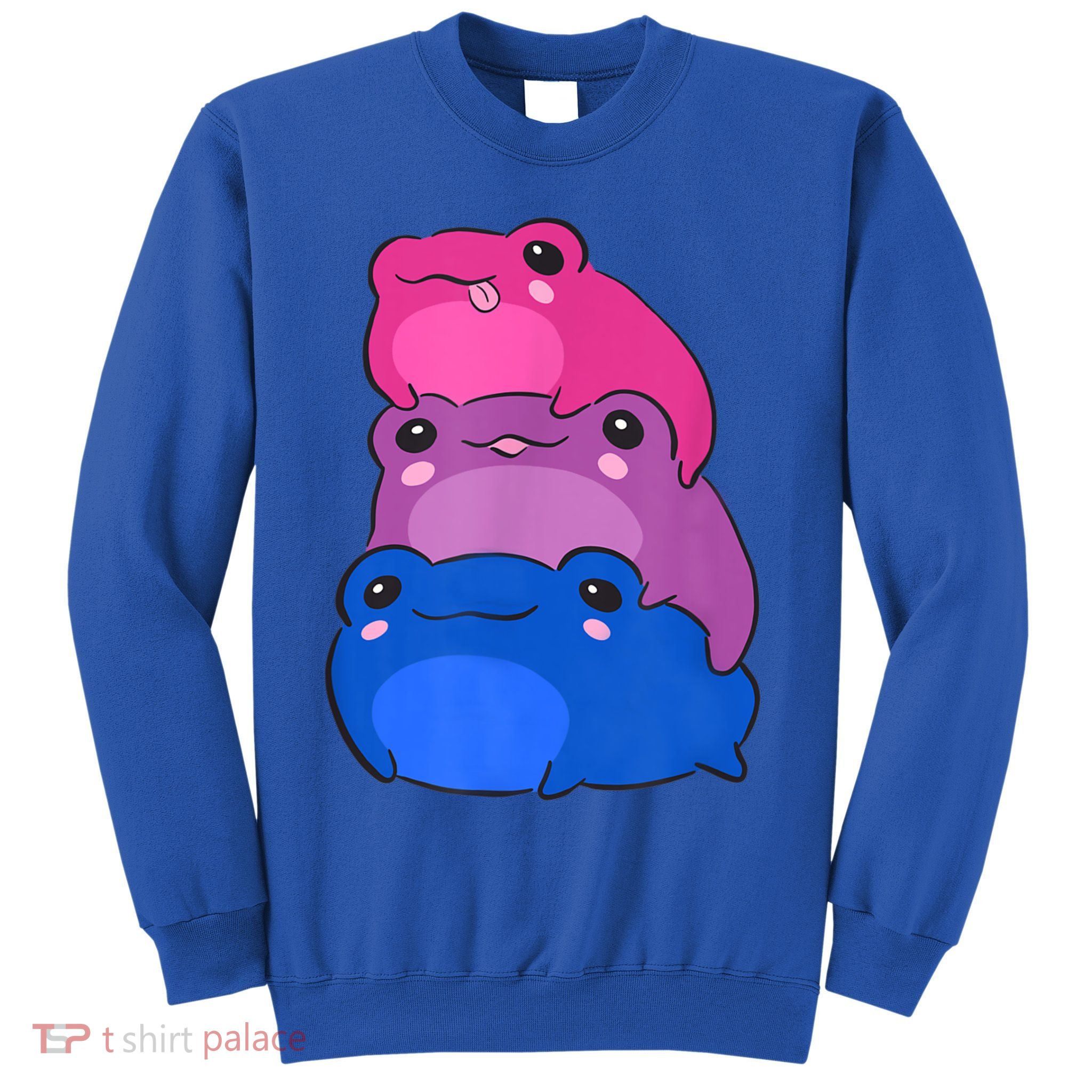 Bisexual Flag Color Frogs Subtle Bi Pride LGBTQ Aesthetic Sweatshirt