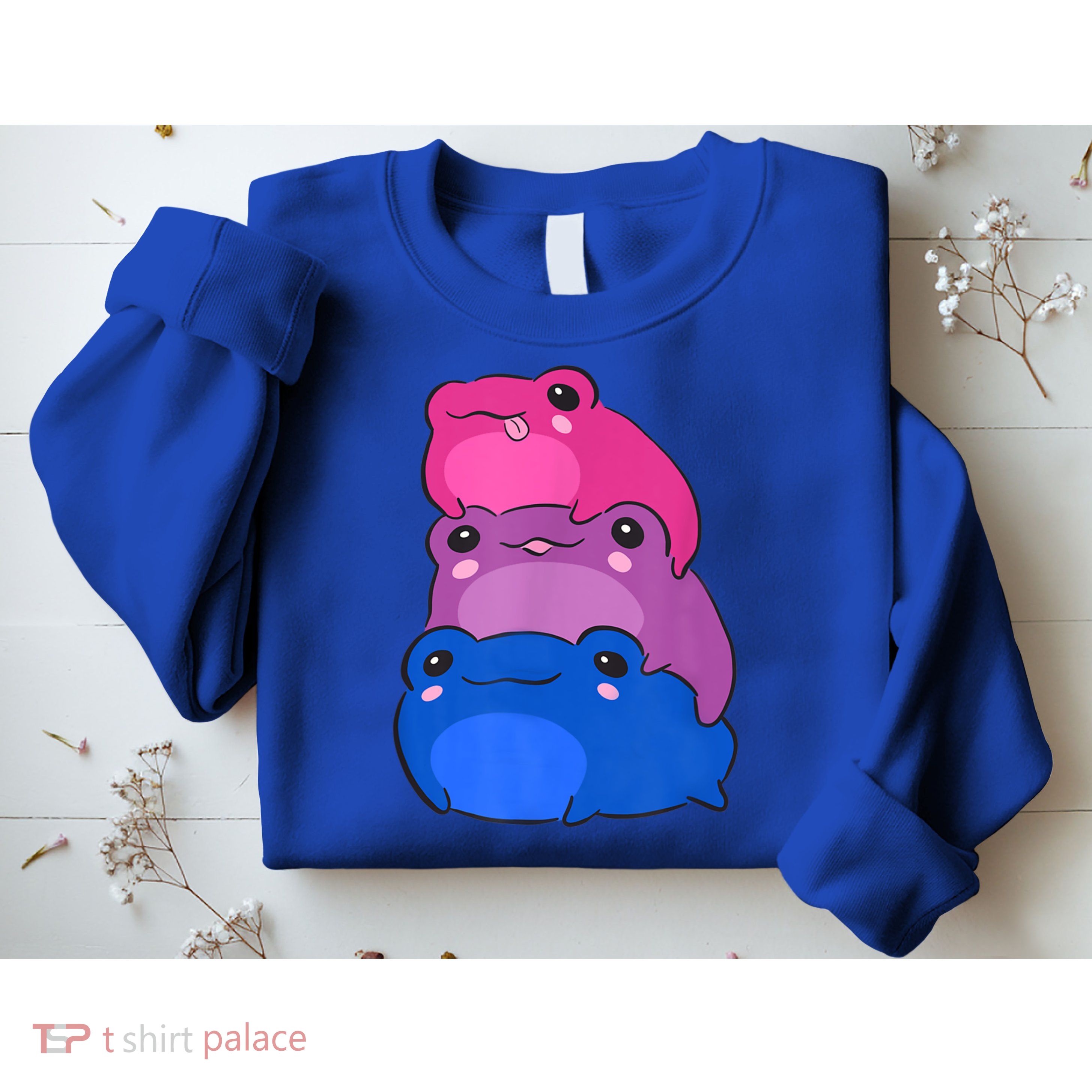 Bisexual Flag Color Frogs Subtle Bi Pride LGBTQ Aesthetic Sweatshirt