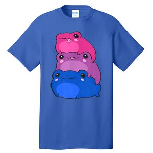 Bisexual Flag Color Frogs Subtle Bi Pride LGBTQ Aesthetic Tall T-Shirt