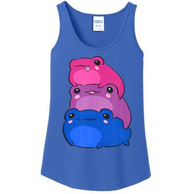 Bisexual Flag Color Frogs Subtle Bi Pride LGBTQ Aesthetic Ladies Essential Tank