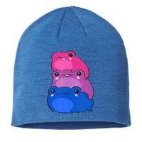 Bisexual Flag Color Frogs Subtle Bi Pride LGBTQ Aesthetic Sustainable Beanie