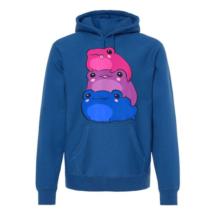 Bisexual Flag Color Frogs Subtle Bi Pride LGBTQ Aesthetic Premium Hoodie