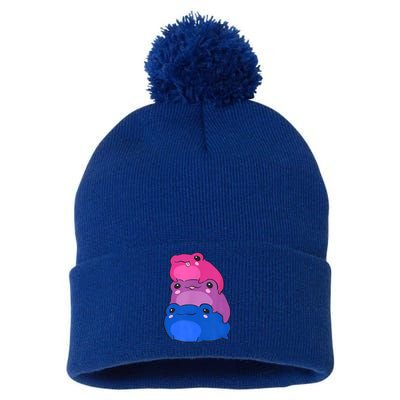 Bisexual Flag Color Frogs Subtle Bi Pride LGBTQ Aesthetic Pom Pom 12in Knit Beanie