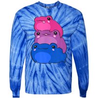 Bisexual Flag Color Frogs Subtle Bi Pride LGBTQ Aesthetic Tie-Dye Long Sleeve Shirt