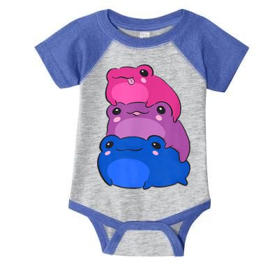 Bisexual Flag Color Frogs Subtle Bi Pride LGBTQ Aesthetic Infant Baby Jersey Bodysuit