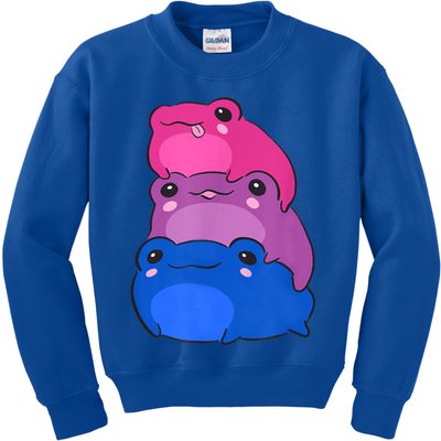 Bisexual Flag Color Frogs Subtle Bi Pride LGBTQ Aesthetic Kids Sweatshirt