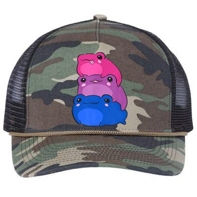 Bisexual Flag Color Frogs Subtle Bi Pride LGBTQ Aesthetic Retro Rope Trucker Hat Cap