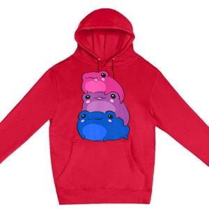 Bisexual Flag Color Frogs Subtle Bi Pride LGBTQ Aesthetic Premium Pullover Hoodie