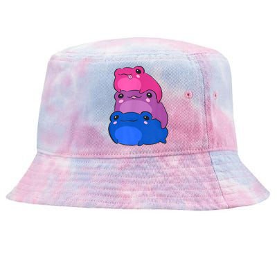 Bisexual Flag Color Frogs Subtle Bi Pride LGBTQ Aesthetic Tie-Dyed Bucket Hat