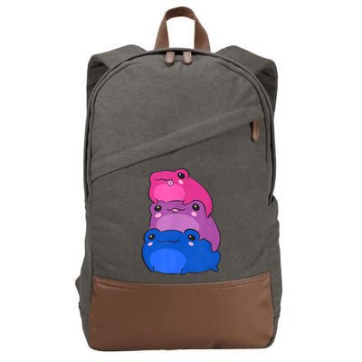 Bisexual Flag Color Frogs Subtle Bi Pride LGBTQ Aesthetic Cotton Canvas Backpack