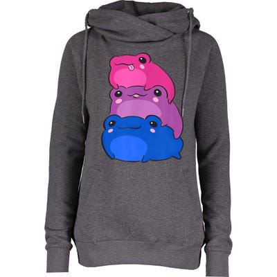 Bisexual Flag Color Frogs Subtle Bi Pride LGBTQ Aesthetic Womens Funnel Neck Pullover Hood