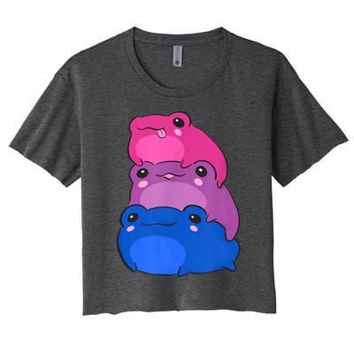 Bisexual Flag Color Frogs Subtle Bi Pride LGBTQ Aesthetic Women's Crop Top Tee