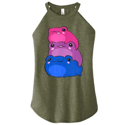 Bisexual Flag Color Frogs Subtle Bi Pride LGBTQ Aesthetic Women’s Perfect Tri Rocker Tank