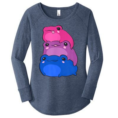 Bisexual Flag Color Frogs Subtle Bi Pride LGBTQ Aesthetic Women's Perfect Tri Tunic Long Sleeve Shirt