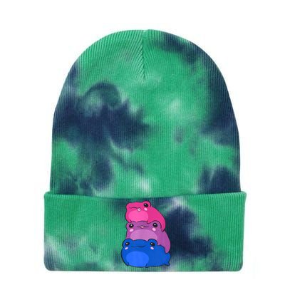 Bisexual Flag Color Frogs Subtle Bi Pride LGBTQ Aesthetic Tie Dye 12in Knit Beanie