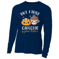 But First Cafecito Y Pan Dulce Concha Mexican Coffee Lover Cooling Performance Long Sleeve Crew