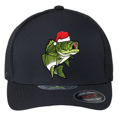 Bass Fishing Christmas Pajama Fish Santa Fisherman Angler Flexfit Unipanel Trucker Cap