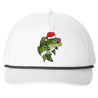 Bass Fishing Christmas Pajama Fish Santa Fisherman Angler Snapback Five-Panel Rope Hat