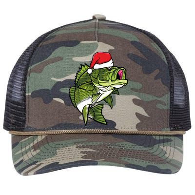 Bass Fishing Christmas Pajama Fish Santa Fisherman Angler Retro Rope Trucker Hat Cap