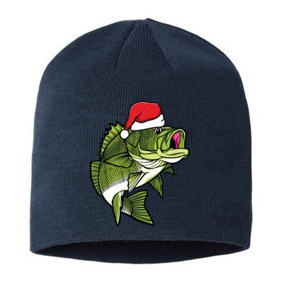 Bass Fishing Christmas Pajama Fish Santa Fisherman Angler Sustainable Beanie